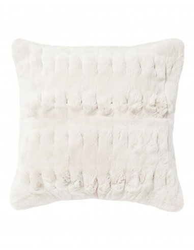 Chunky Ribbed Cushion With Fur Snow Grey vous aussi creer 