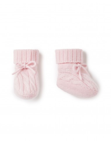 Cable Cashmere Booties Pale Pink france