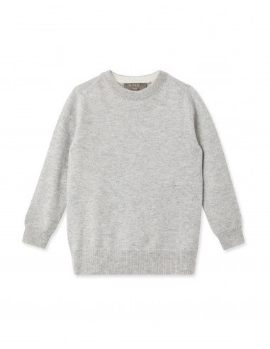 Boys Round Neck Cashmere Jumper Fumo Grey soldes