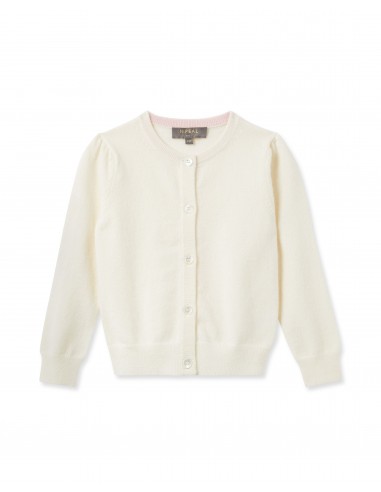 Girls Round Neck Cashmere Cardigan New Ivory White sur le site 