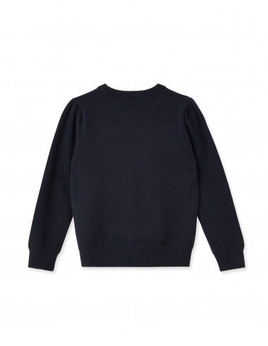 Girls Round Neck Cashmere Jumper Navy Blue du meilleur 