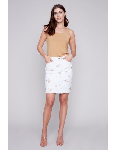 Charlie B Stretch 5 poches Skort Frey Hem C7042Y-850B-P002 WHITE Dans la société mordern