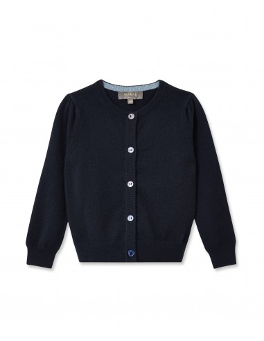 Girls Round Neck Cashmere Cardigan Navy Blue une grave pollution 