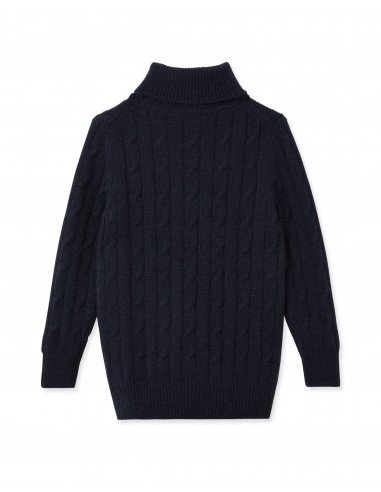 Boys Cable Roll Neck Cashmere Jumper Navy Blue vente chaude votre 