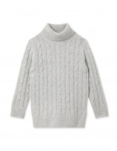 Boys Cable Roll Neck Cashmere Jumper Fumo Grey Les êtres humains sont 