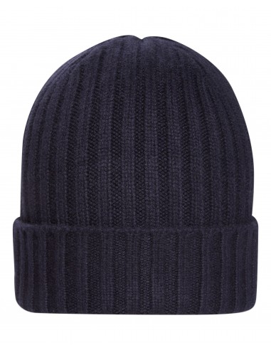 Unisex Chunky Ribbed Cashmere Hat Navy Blue d'Europe débarque