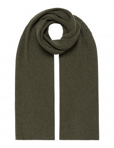 Unisex Short Ribbed Cashmere Scarf Moss Green pas cher