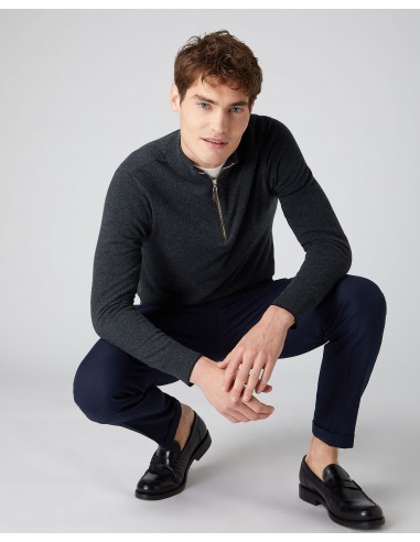 Men's Carnaby Half Zip Cashmere Jumper Dark Charcoal Grey online