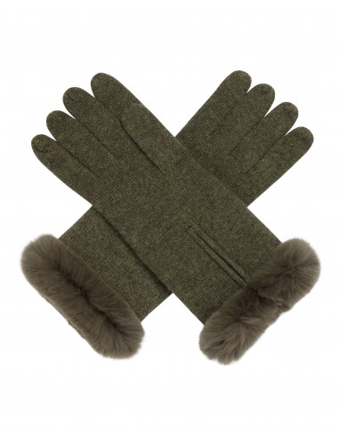 Women's Fur Trim Cashmere Gloves Moss Green vous aussi creer 