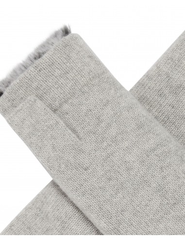 Unisex Fur Lined Fingerless Cashmere Gloves Fumo Grey la chaussure