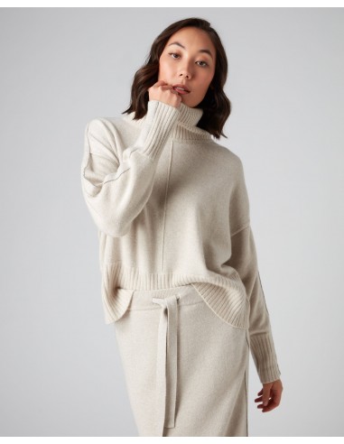 Women's Mollie Metal Roll Neck Cashmere Jumper With Lurex Ecru White Sparkle sélection de produits