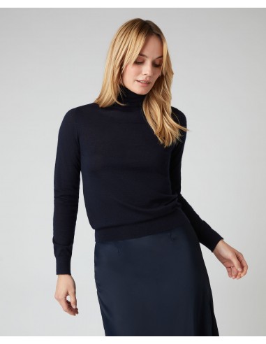 Women's Margot Superfine Cashmere Roll Neck Jumper Navy Blue pas cher