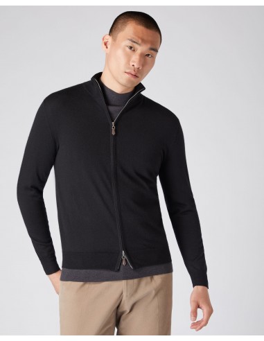 Men's Hyde Fine Gauge Cashmere Full Zip Jumper Black le des métaux précieux