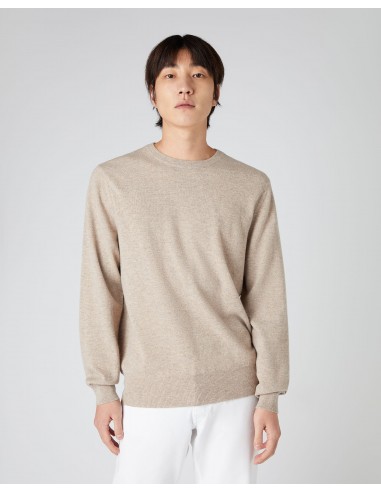 Men's Oxford Round Neck Cashmere Jumper Oatmeal Brown l'évolution des habitudes 