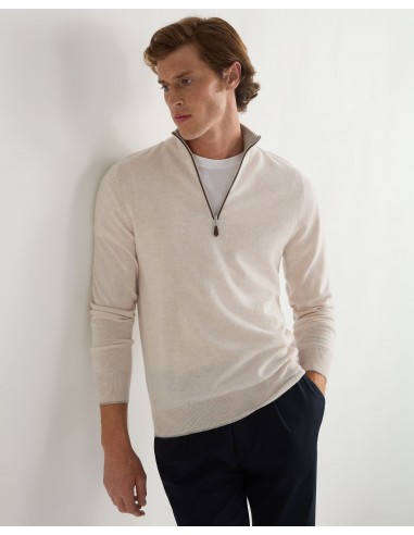 Men's Carnaby Half Zip Cashmere Jumper Frost White En savoir plus