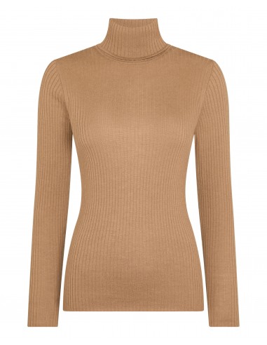 Women's Superfine Cashmere Ribbed Roll Neck Jumper Dark Camel Brown 50-70% off 