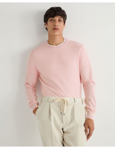 Men's Oxford Round Neck Cashmere Jumper Pale Pink prix pour 