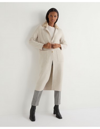 Women's Herringbone Cashmere Coat With Fur Trim Sand Brown l'évolution des habitudes 