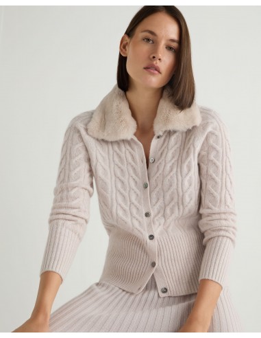 Women's Myla Fur Collar Cashmere Cardigan Frost White chez Cornerstreet bien 