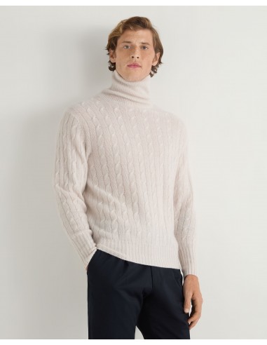 Men's Berwick Cable Roll Neck Cashmere Jumper Frost White Venez découvrir notre 