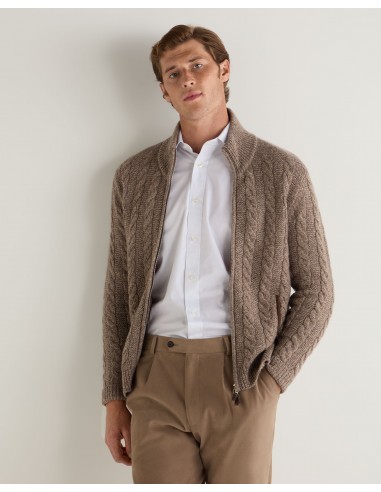 Men's Richmond Cable Cashmere Cardigan Heather Hazel Brown Comparez plus de prix