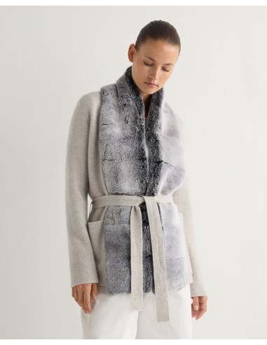 Women's Ruby Herringbone Fur Cardigan Frost White est présent 