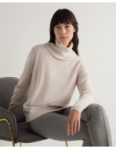 Women's Loose Roll Neck Cashmere Jumper Frost White En savoir plus