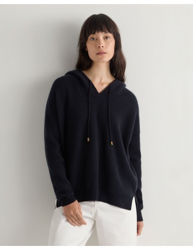 Women's Honeycomb Hooded Cashmere Jumper Navy Blue l'achat 