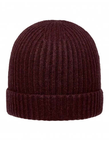 Unisex Ribbed Cashmere Hat Claret Red Paris Déstockage Promo