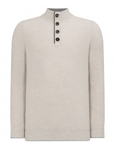 Men's Beauchamp Half Button Cashmere Jumper Pebble Grey prix pour 