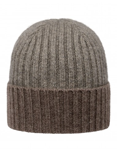 Unisex Chunky Rib Contrast Cashmere Hat Wood Smoke Brown Par le système avancé 