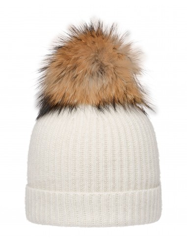 Women's Ribbed Cashmere Hat With Lurex And Detachable Pom Snow Grey Sparkle pour bénéficier 