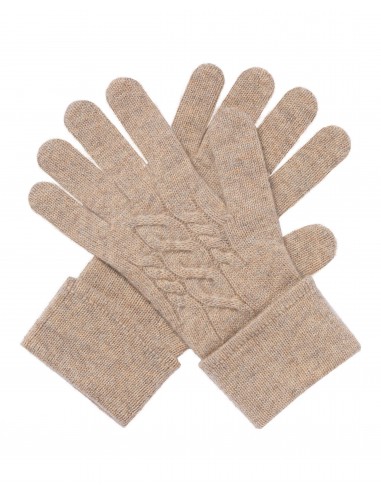 Women's Cable Cashmere Gloves Oatmeal Brown soldes