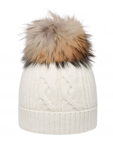 Women's Cable Cashmere Hat With Lurex And Fur Pom Snow Grey Sparkle 50% de réduction en Octobre 2024