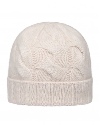 Unisex Chunky Cable Cashmere Hat Frost White Pour