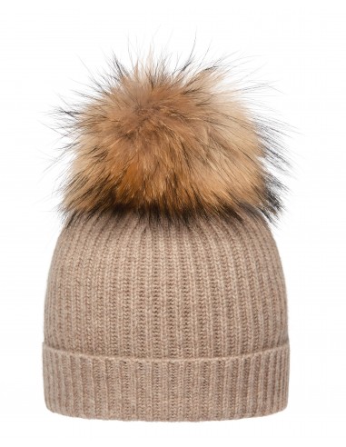 Unisex Ribbed Cashmere Hat With Detachable Pom Oatmeal Brown la colonne vertébrale