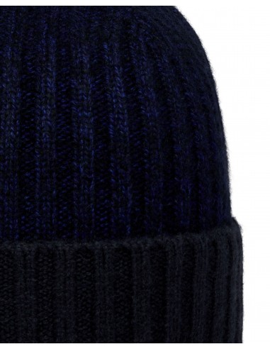 Unisex Chunky Rib Contrast Cashmere Hat Navy Blue Melange les muscles