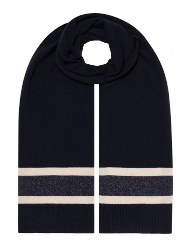 Women's Stripe Jersey Cashmere Scarf Navy Blue Comment ça marche