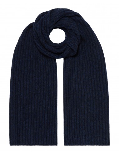 Unisex Chunky Rib Cashmere Scarf Navy Blue Melange À commander