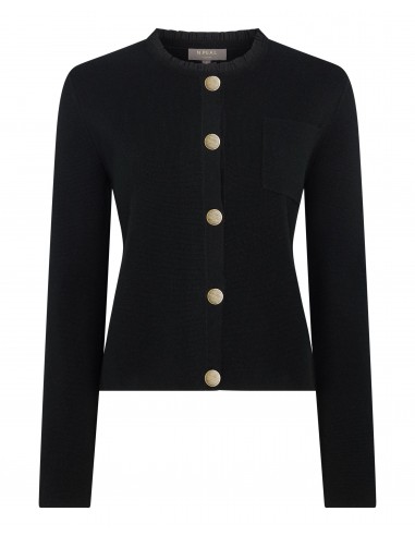 Women's Ruffle Collar Cashmere Jacket Black pas cher chine