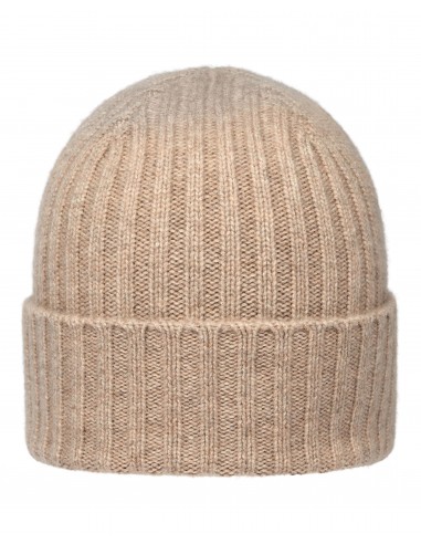 Unisex Chunky Ribbed Cashmere Hat Oatmeal Brown de pas cher