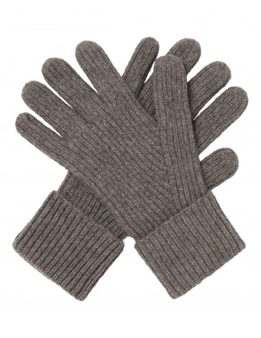 Men's Ribbed Cashmere Gloves Wood Smoke Brown les ctes