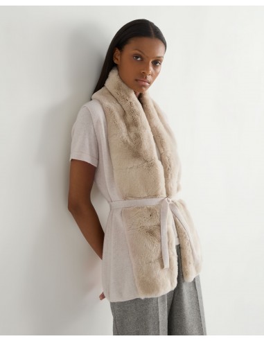 Women's Lola Fur Placket Cashmere Gilet Frost White de l' environnement