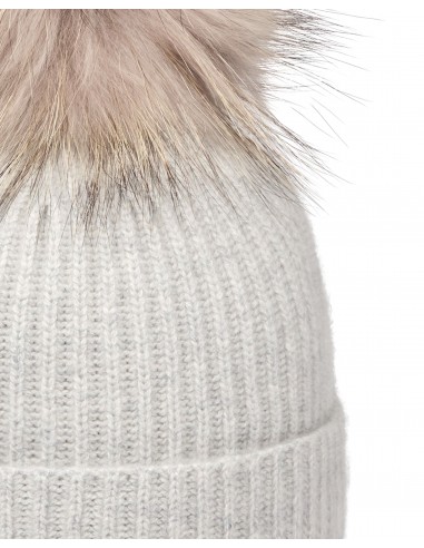 Unisex Ribbed Cashmere Hat With Detachable Pom Fumo Grey Par le système avancé 