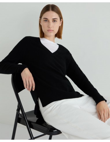 Women's Relaxed V Neck Cashmere Jumper Black 2 - 3 jours ouvrés.