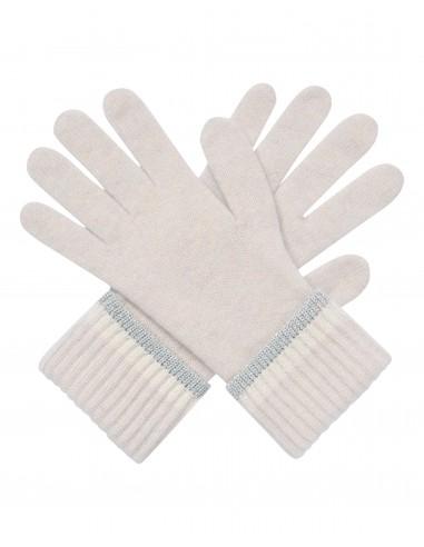 Women's Sparkle Cuff Cashmere Gloves With Lurex Frost White de France