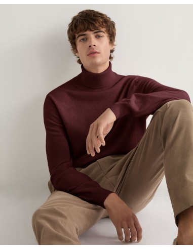 Men's Trafalgar Roll Neck Cashmere Jumper Claret Red soldes