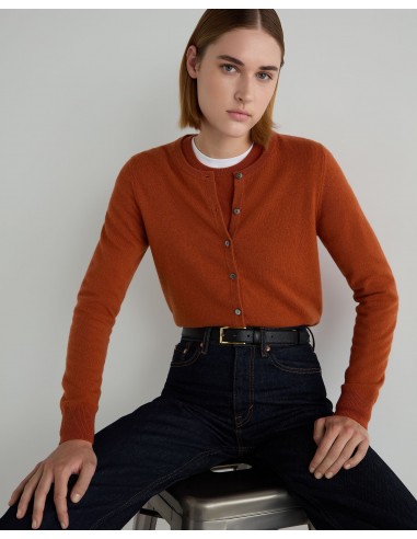 Women's Olivia Round Neck Cashmere Cardigan Rust Orange Jusqu'à 80% De Réduction