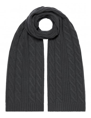 Unisex Cable Rib Cashmere Scarf Anthracite Grey Amélioration de cerveau avec