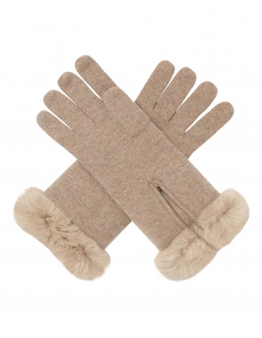 Women's Fur Trim Cashmere Gloves Oatmeal Brown l'évolution des habitudes 